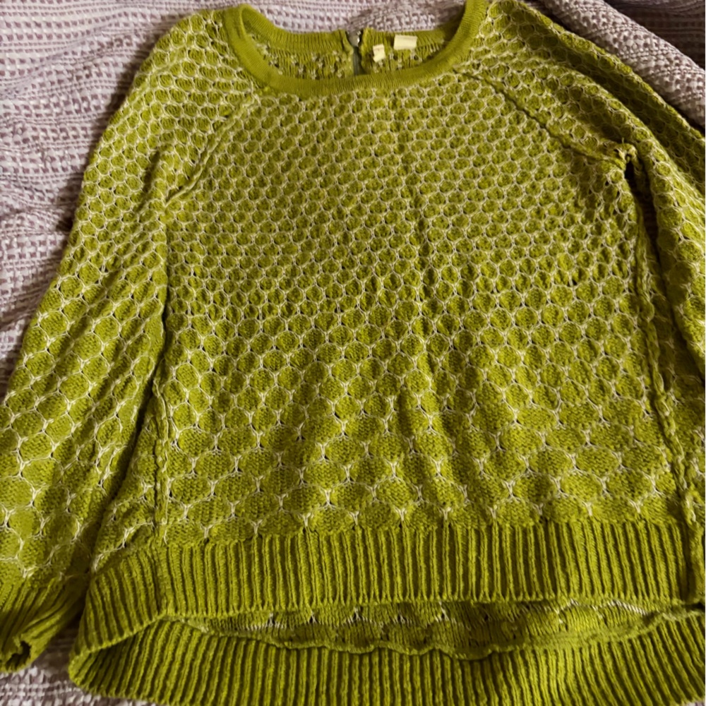 Anthropologie Moth Olive Green Textured Knit